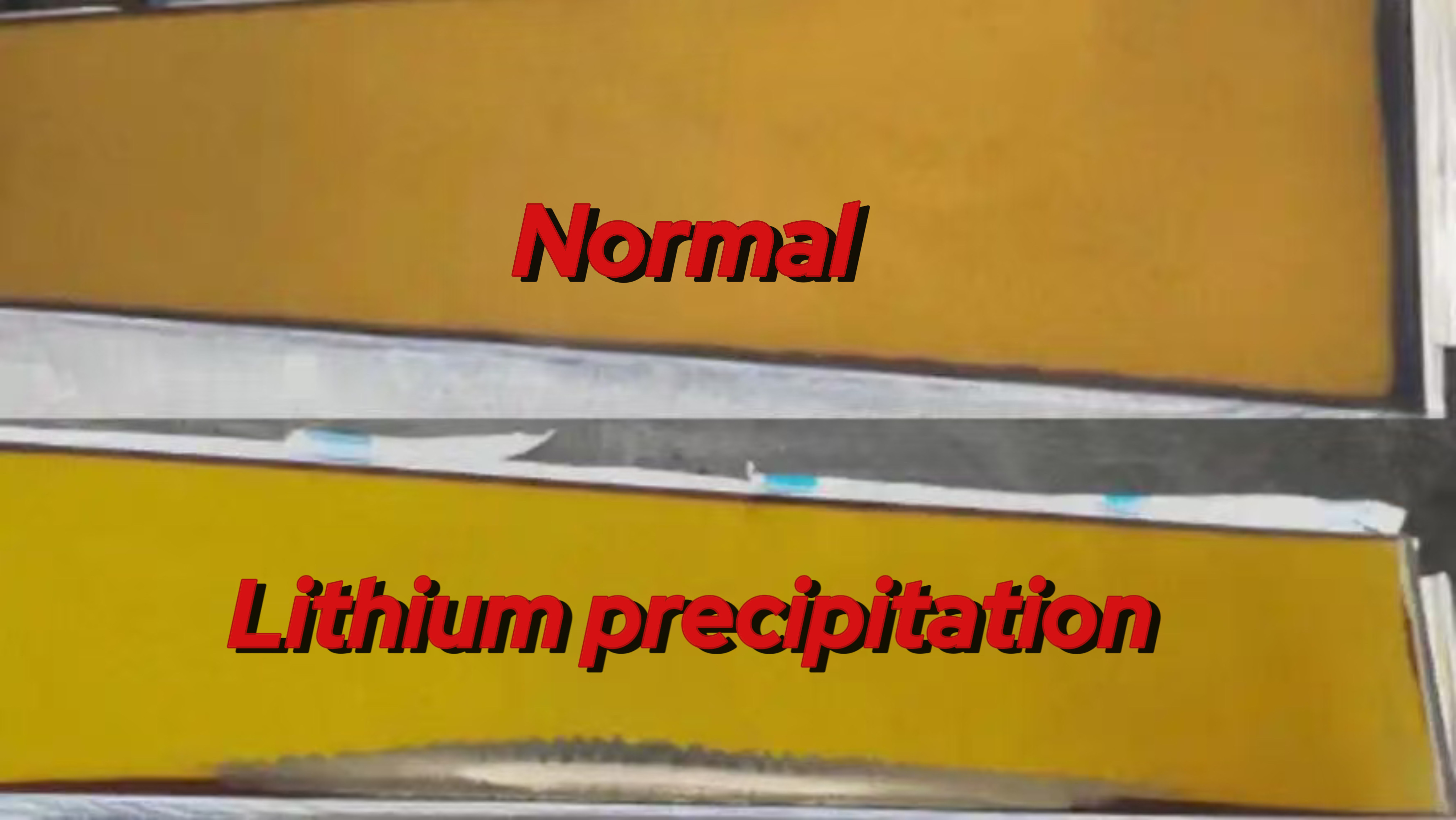 Comparison of battery lithium deposition phenomenon