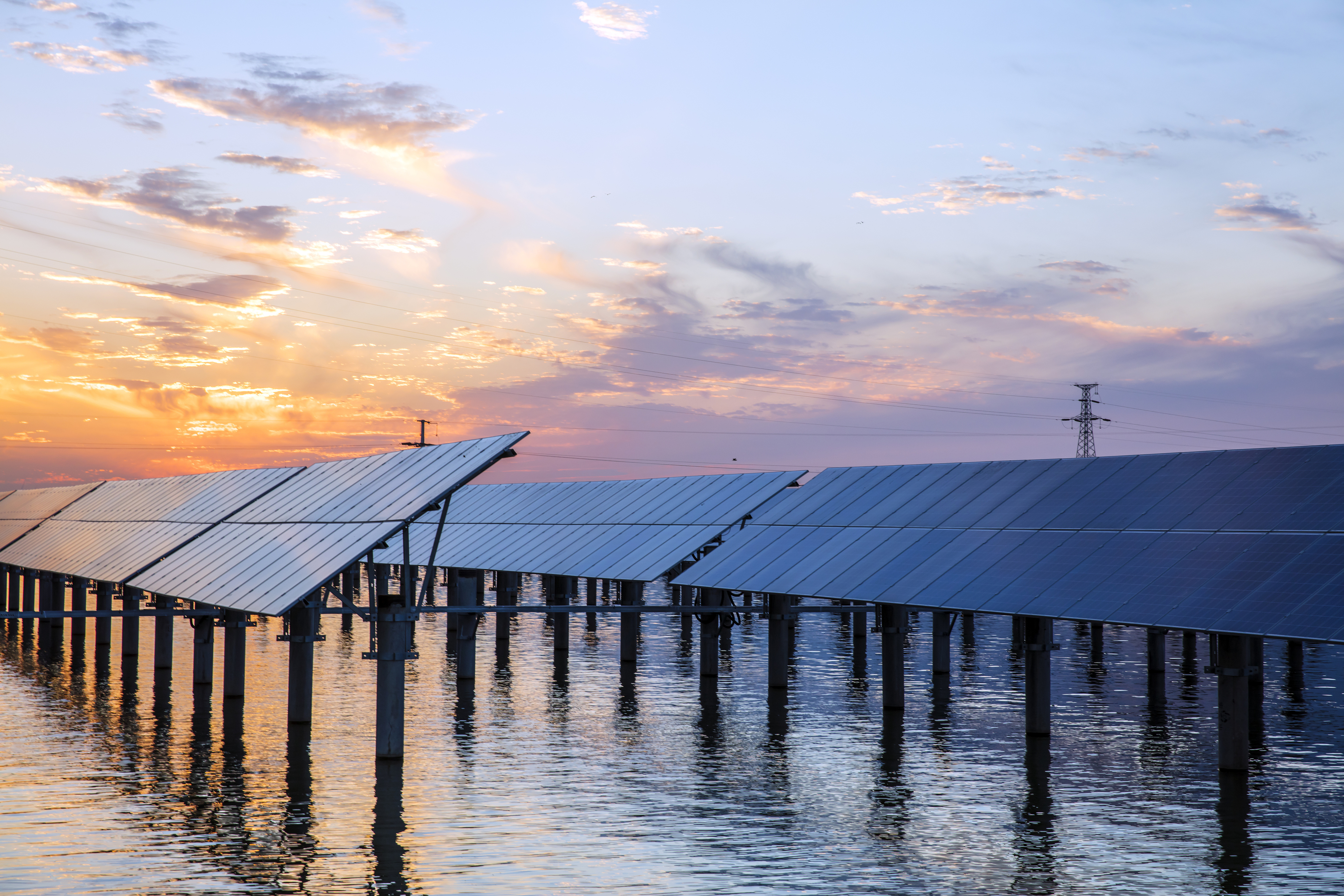 Solar panels on water