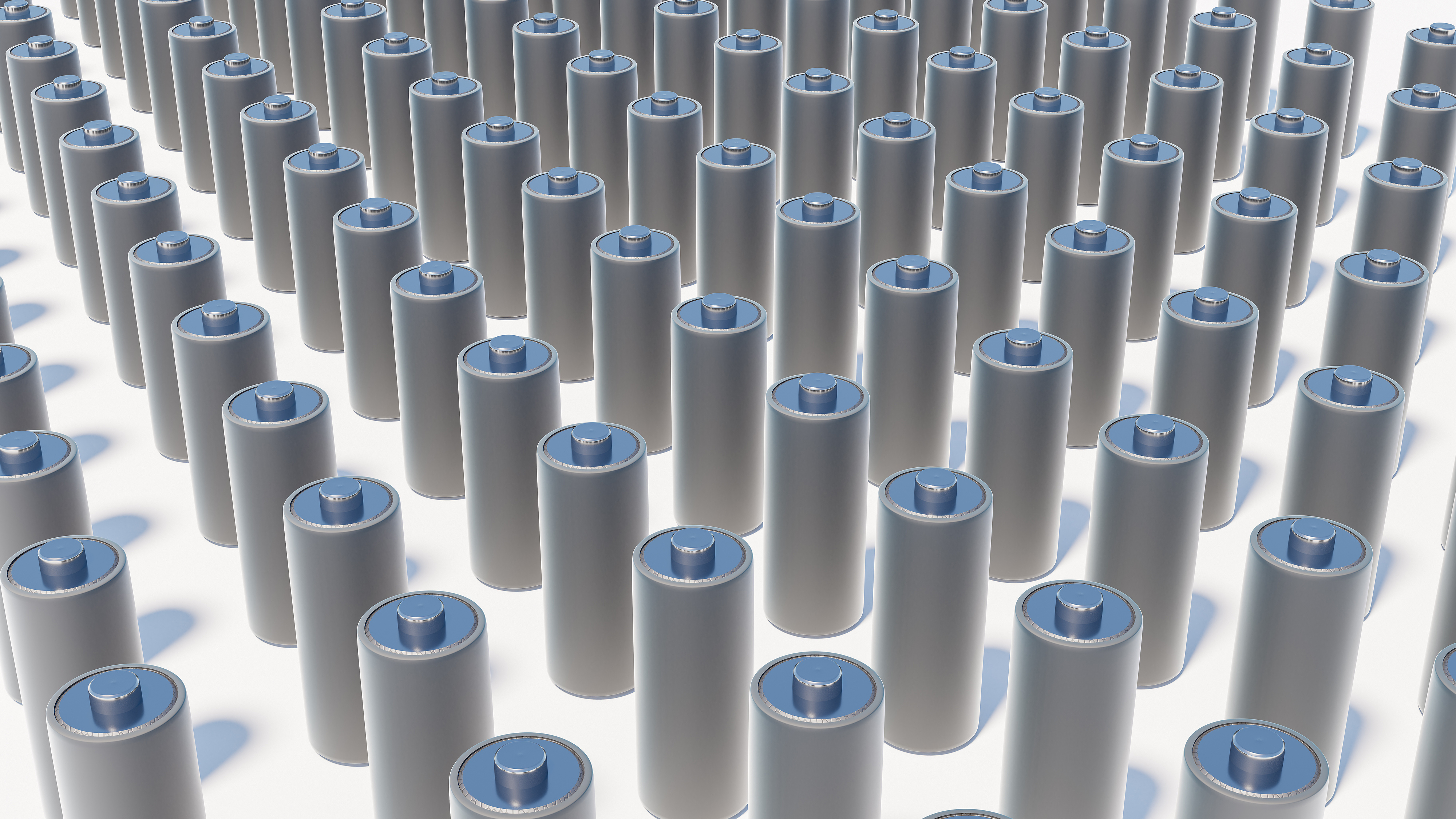 Cylindrical pin batteries in rows