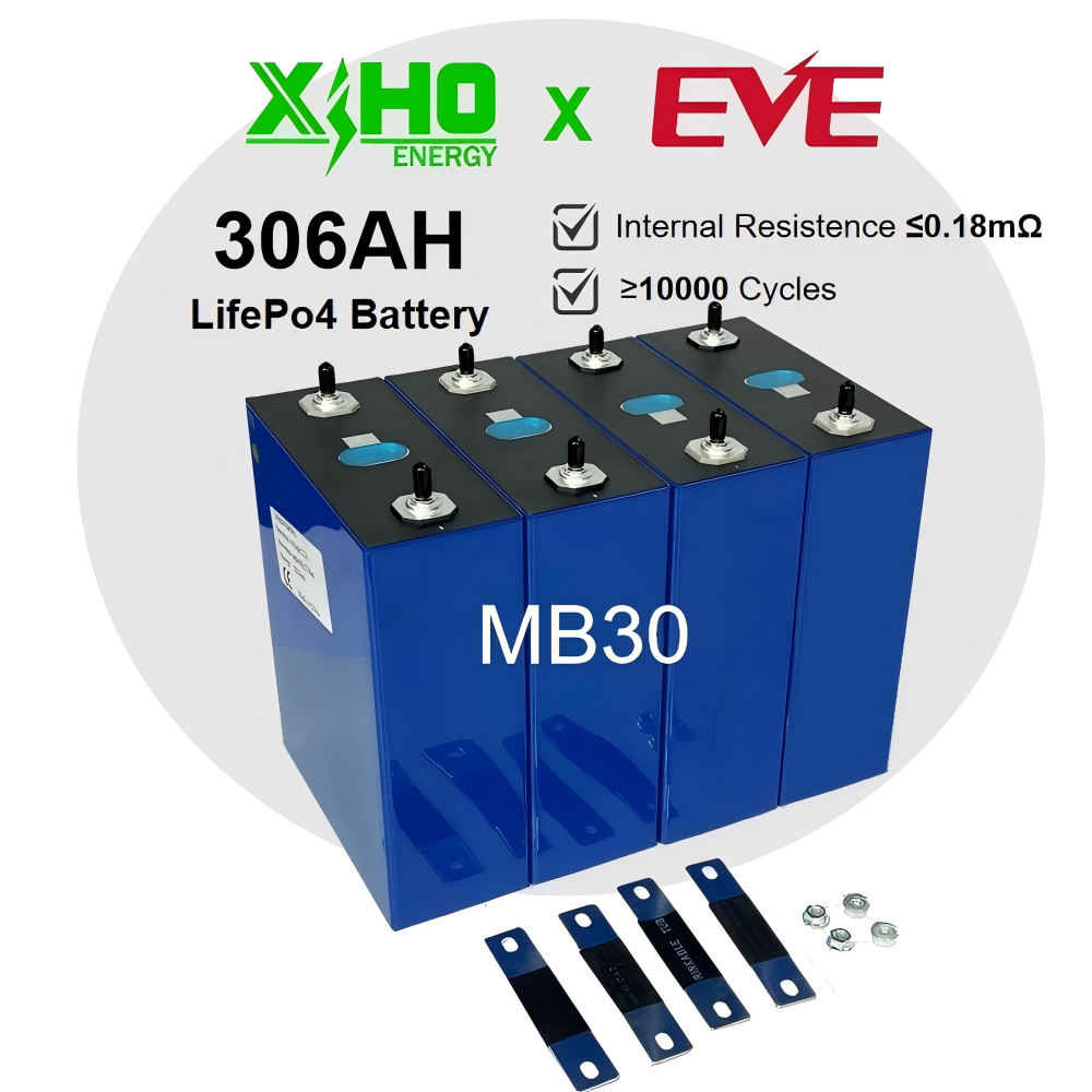 Xiho 8000 Cycle EVE 3.2V 306AH Lifepo4 Battery Lfp Prismatic Cell Lithium Iron Phosphate Solar Battery   
