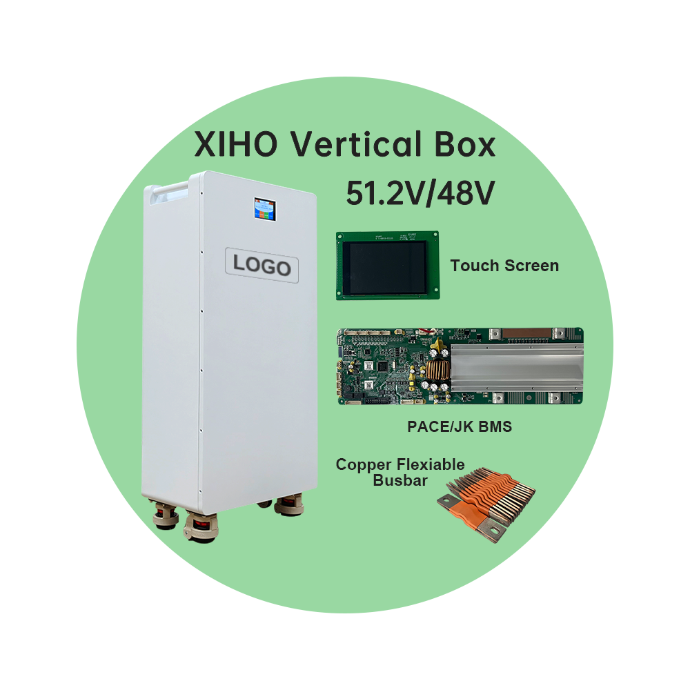 XIHO Customized 51.2V 48V DIY Kits 16S1P 3.2V Lifepo4 Cell 16kWh Vertical Lithium Ion Battery Box With PACE BMS