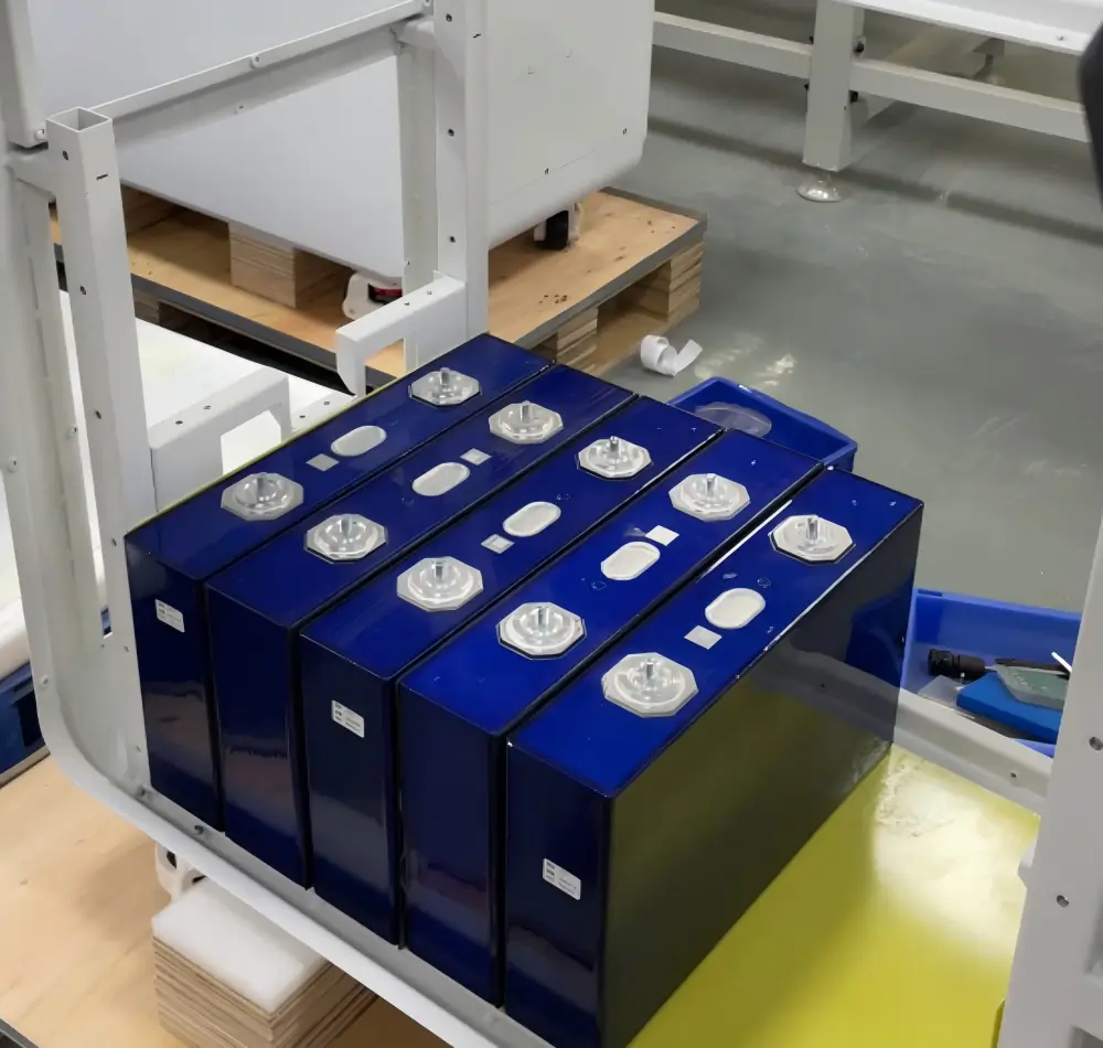 battery packs staged for energy storage project site