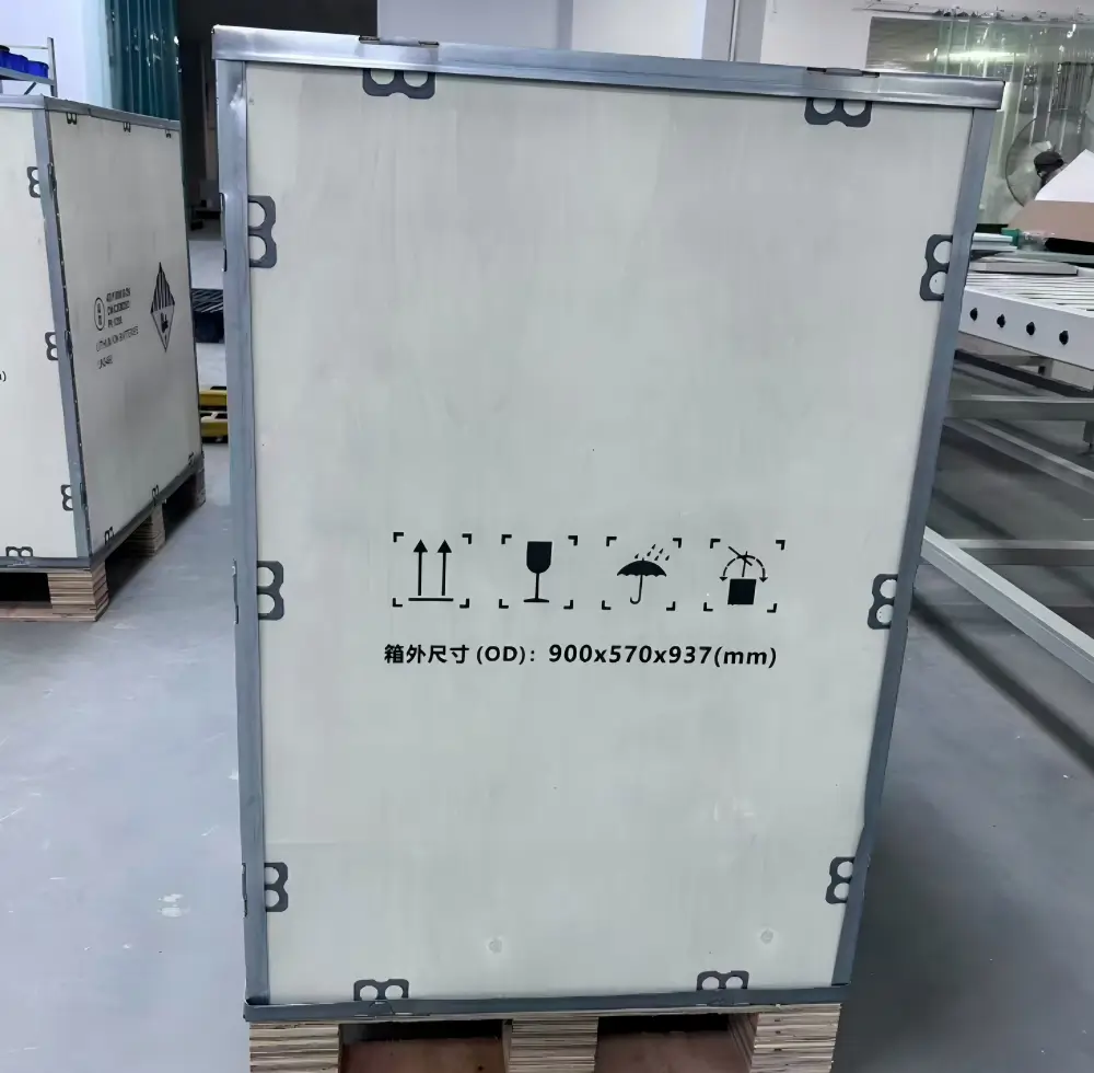 palletized battery packs strapped for United States export