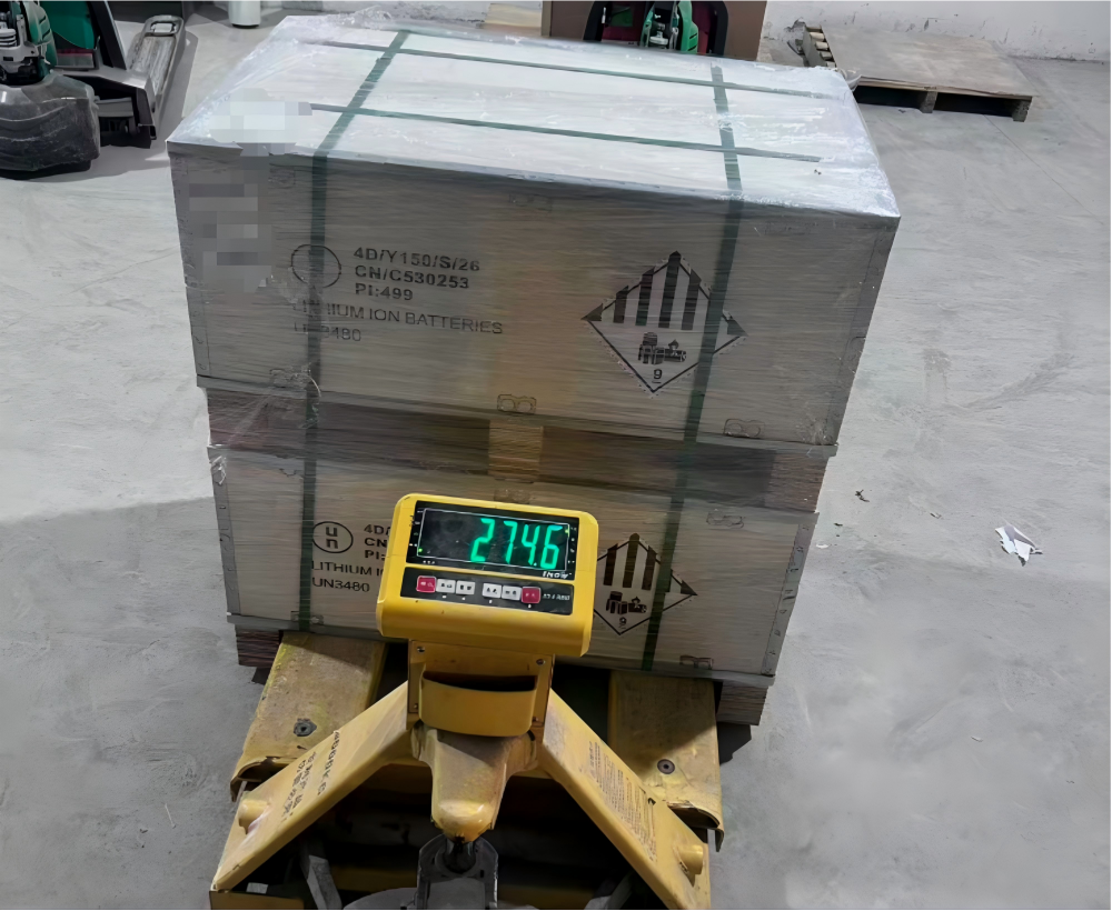 padded battery pack carton ready for ocean freight